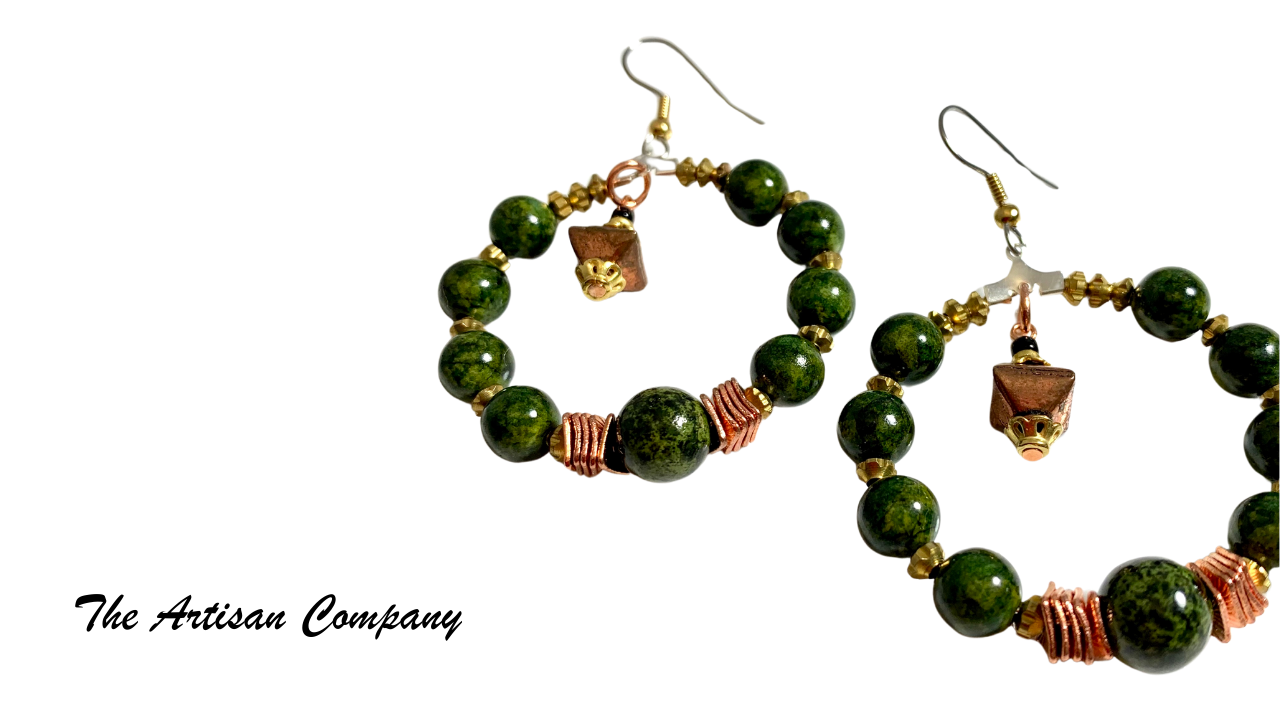 Pyrite & Green Quartzite Necklace & Earrings