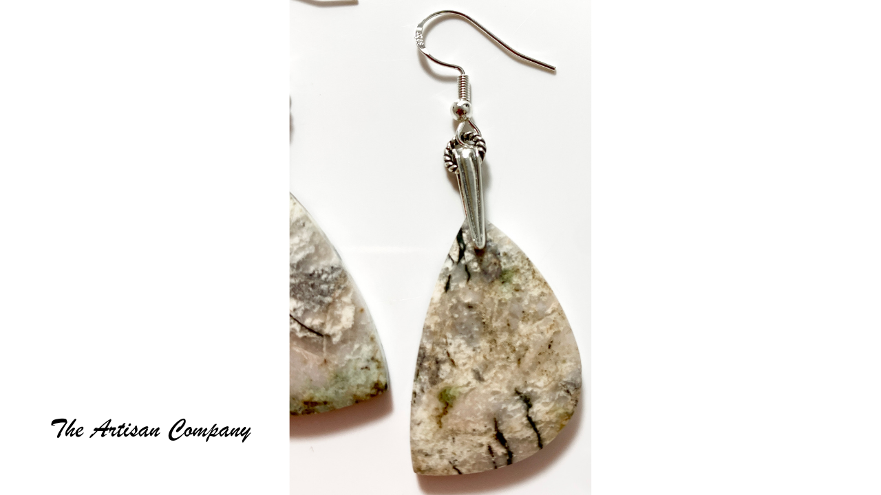 Rare "Green" White Buffalo Slab Earrings (Nevada)