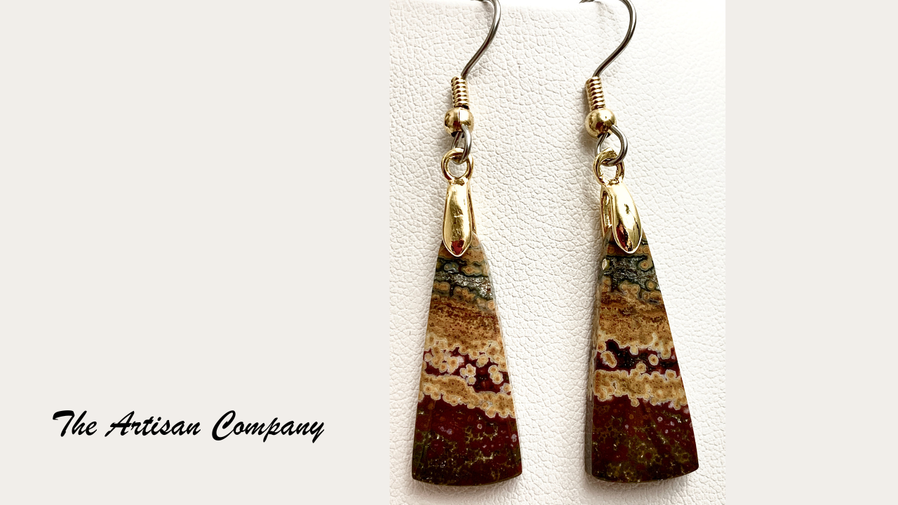 River Jasper Triangle Earrings