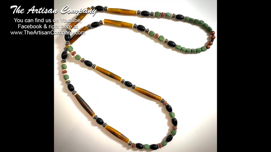 Serpentine Stone & Natural Horn Necklace
