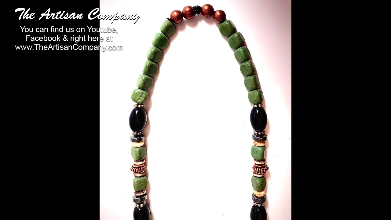 Serpentine Stone & Natural Horn Necklace