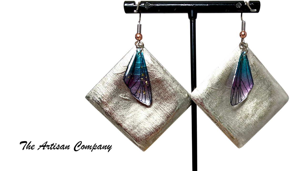 Square Pickled Metal Earrings