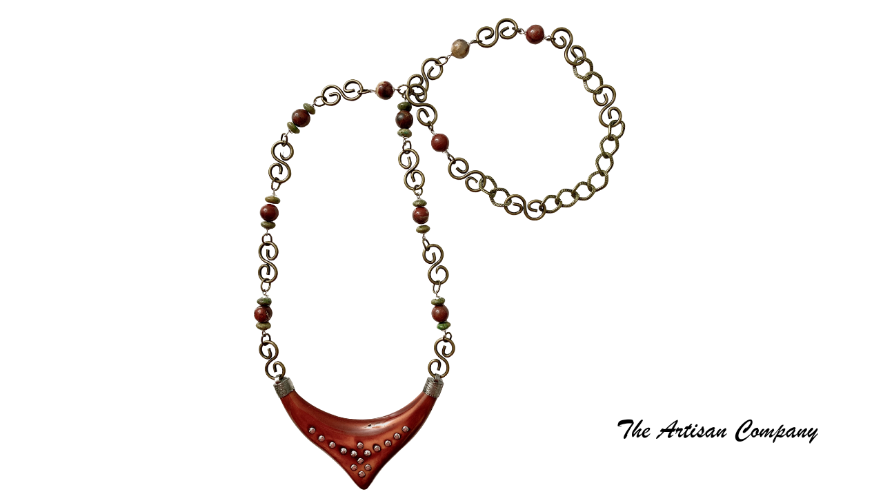 Studded Boomerang Necklace w Earrings
