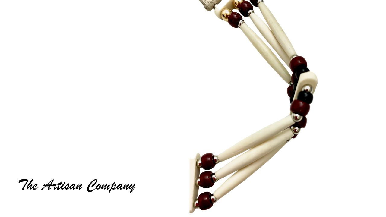 Three Strand Traditional White Bone Native Choker Necklace