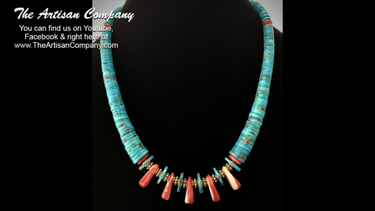Turquoise and Spiney Oyster Necklace and Matching Earrings!