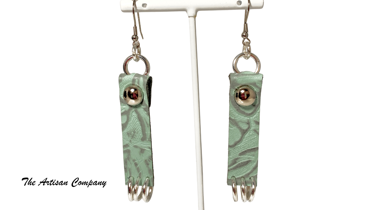 Turquoise Leather Stud Earrings