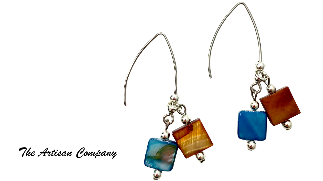 Square Shell Dangle Earrings