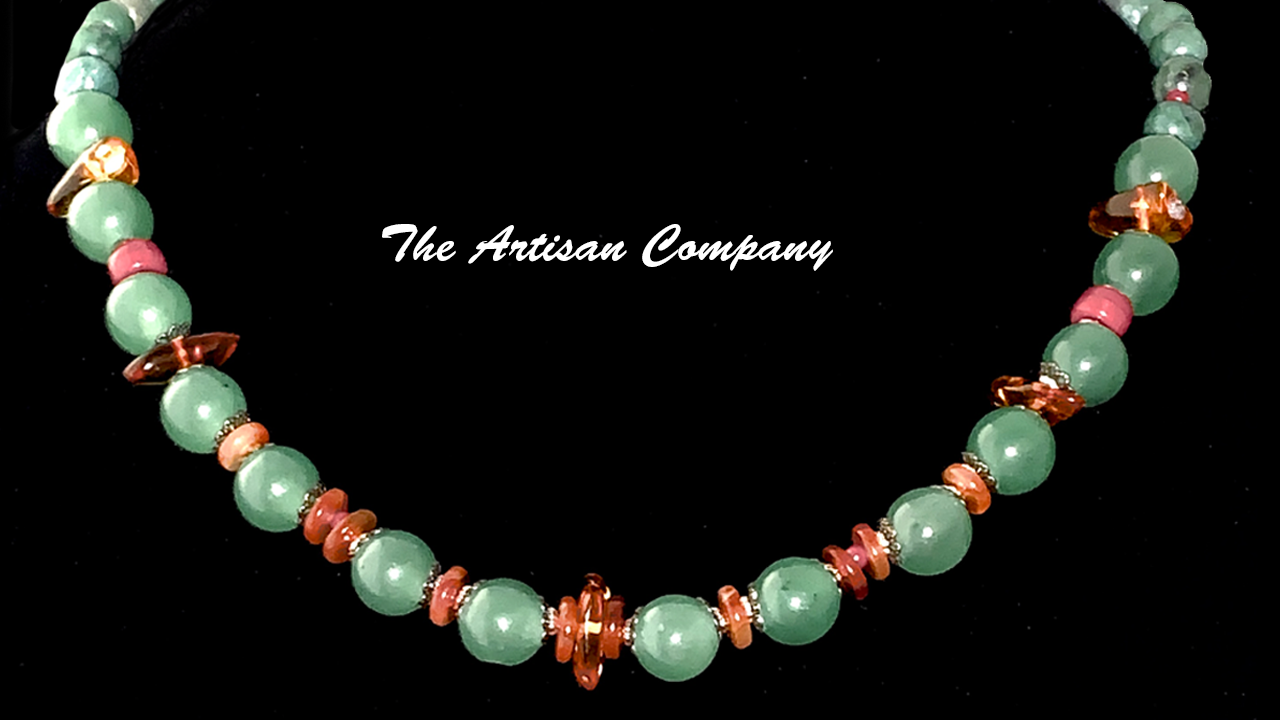 Green Aventurine with Carnelian and Amber Necklace