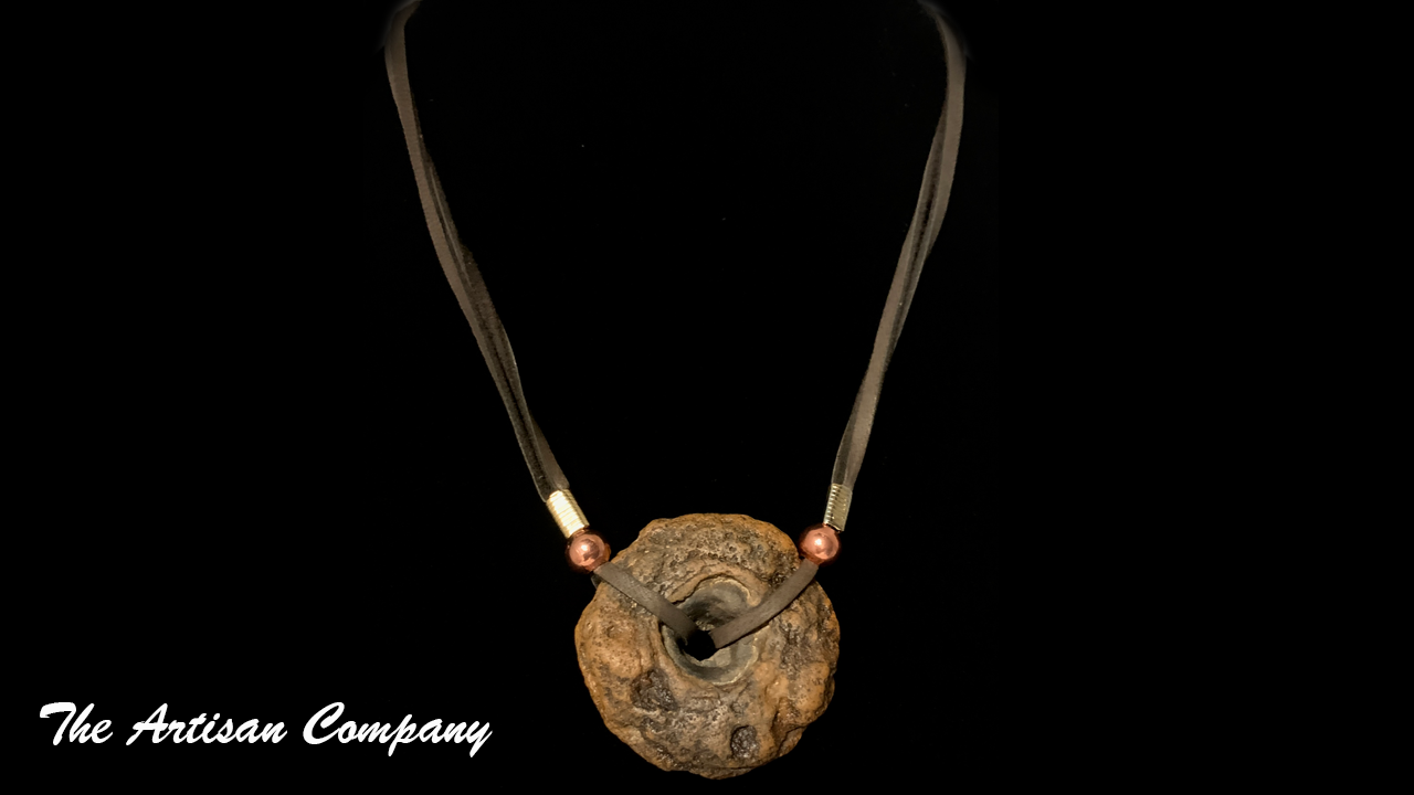 River Stone & Leather Mens Necklace