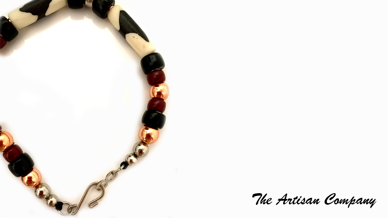 Men's Two Tone Bone & Copper Necklace