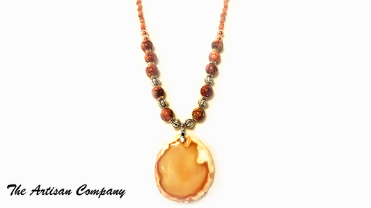 Orange Agate Stone with Imperial Jasper Necklace