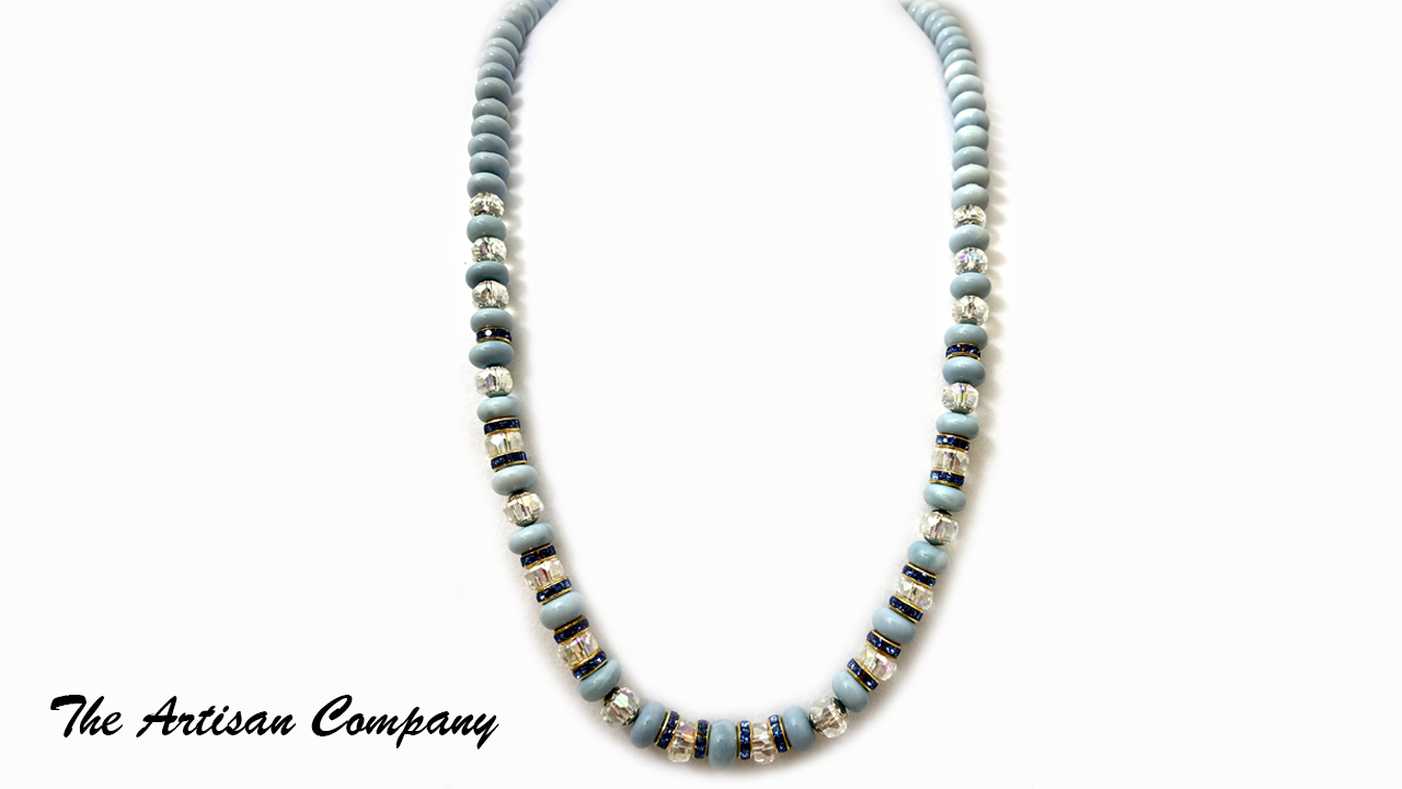 Owyhee Blue Opal Cut Glass Necklace