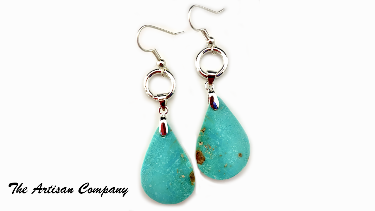 Kingman Turquoise Tear Drop Earrings