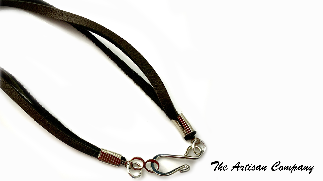 River Stone & Leather Mens Necklace