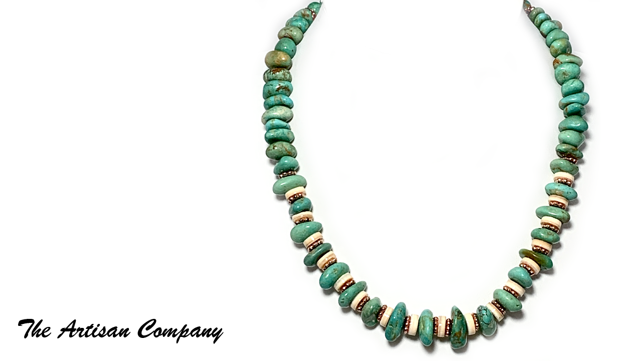 Large Tumbled Turquoise Nugget Necklace with Earrings