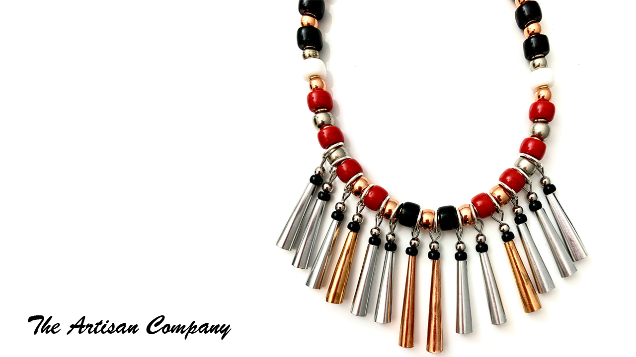 Crow Bead and Jingle Cone Necklace