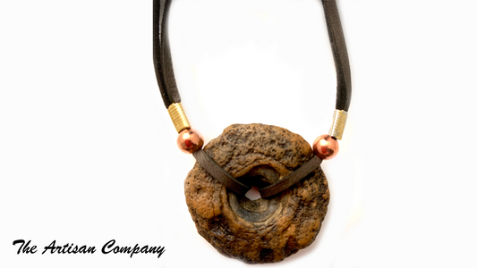 River Stone & Leather Mens Necklace