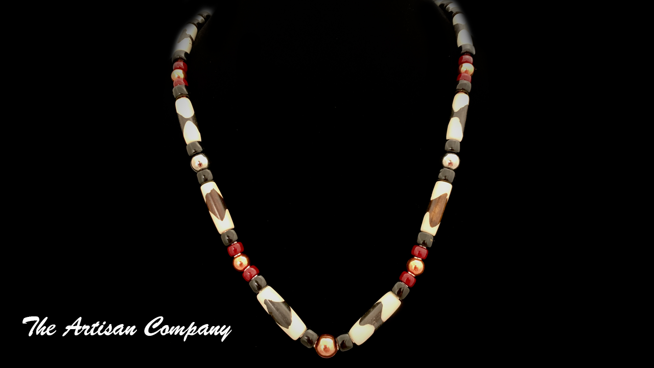 Men's Two Tone Bone & Copper Necklace