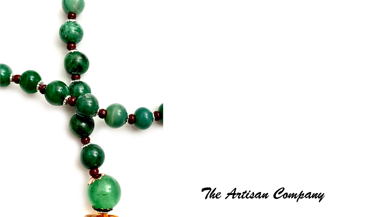Green Aventurine with Carnelian and Amber Necklace