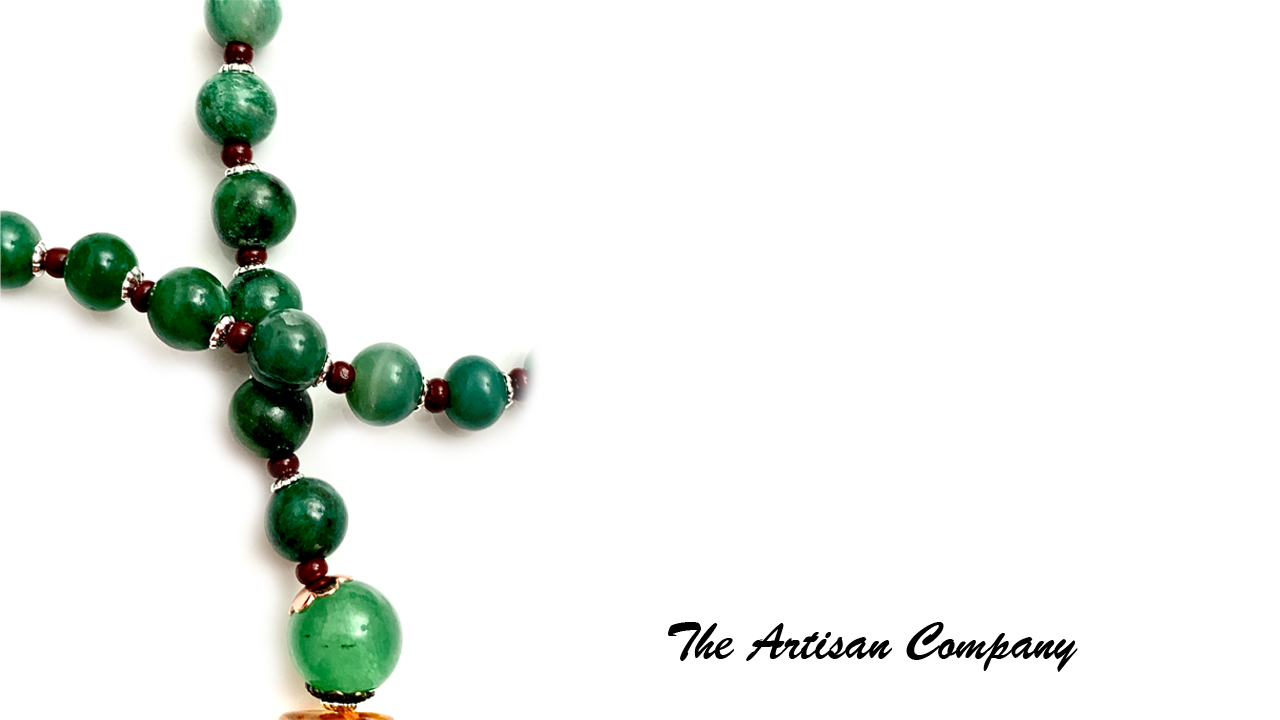 Green Aventurine with Carnelian and Amber Necklace
