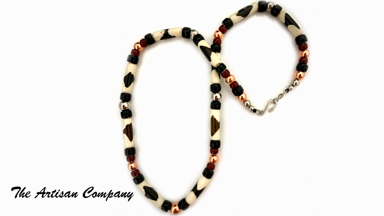 Men's Two Tone Bone & Copper Necklace