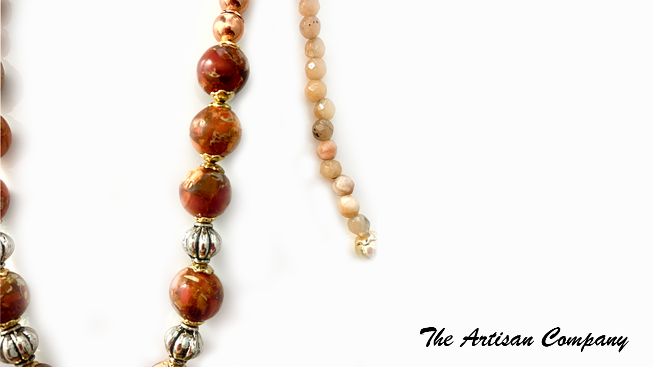 Orange Agate Stone with Imperial Jasper Necklace