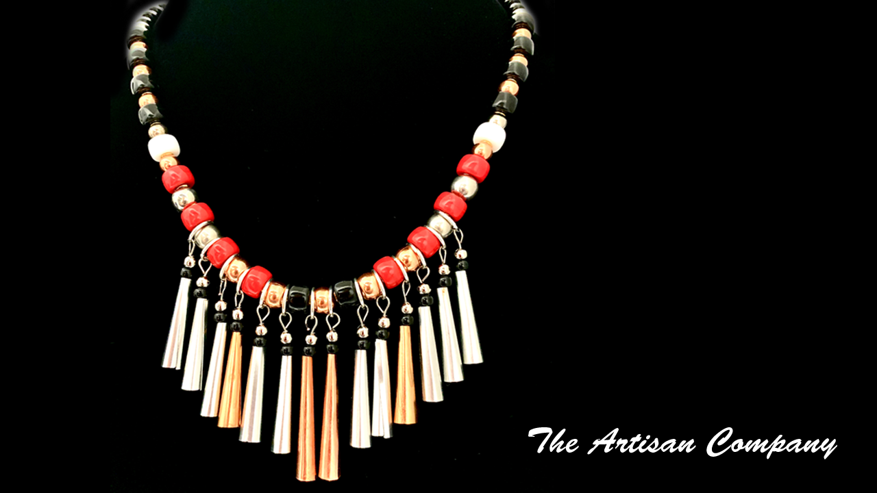 Crow Bead and Jingle Cone Necklace