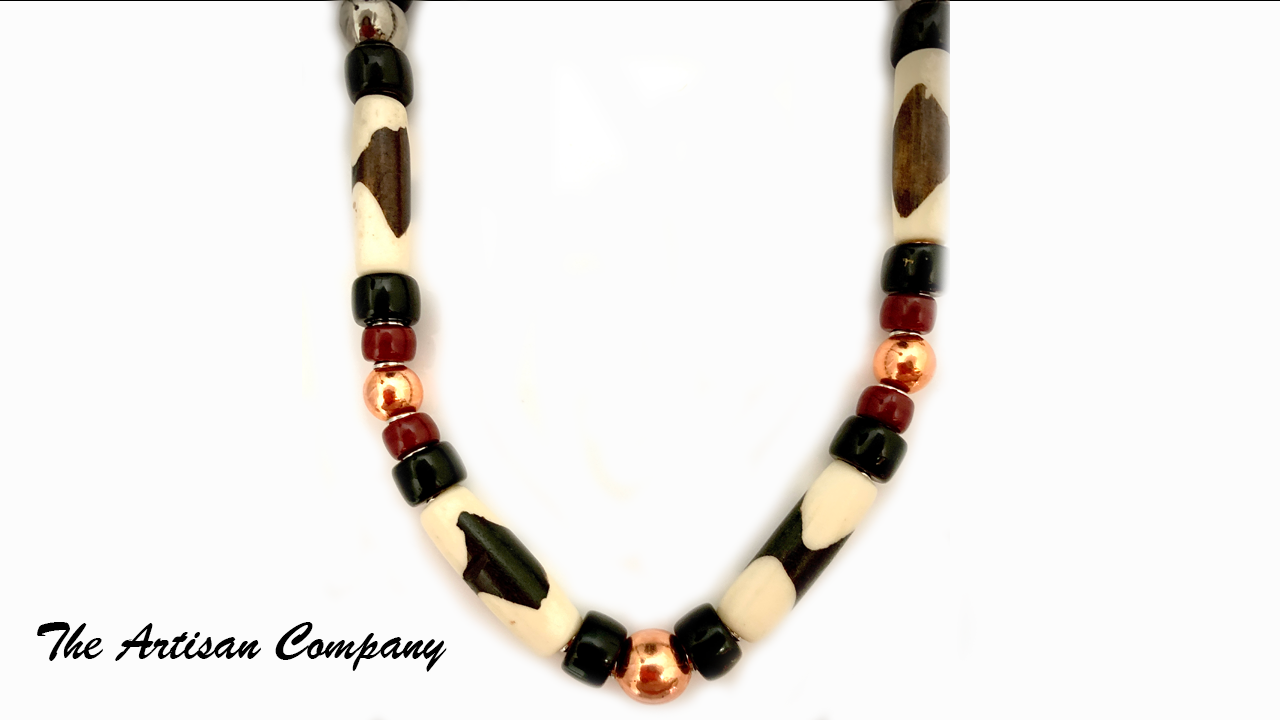 Men's Two Tone Bone & Copper Necklace