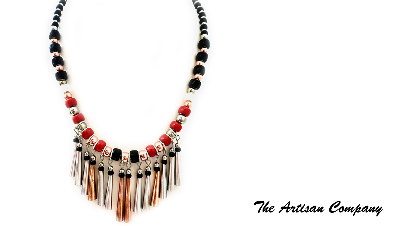 Crow Bead and Jingle Cone Necklace