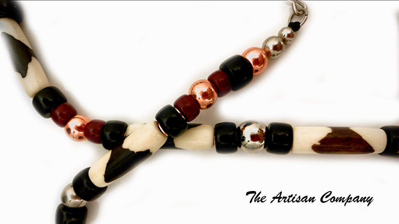 Men's Two Tone Bone & Copper Necklace