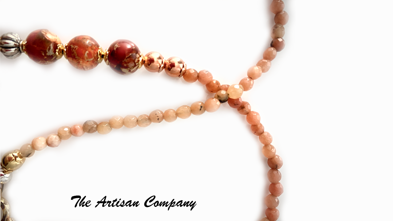 Orange Agate Stone with Imperial Jasper Necklace