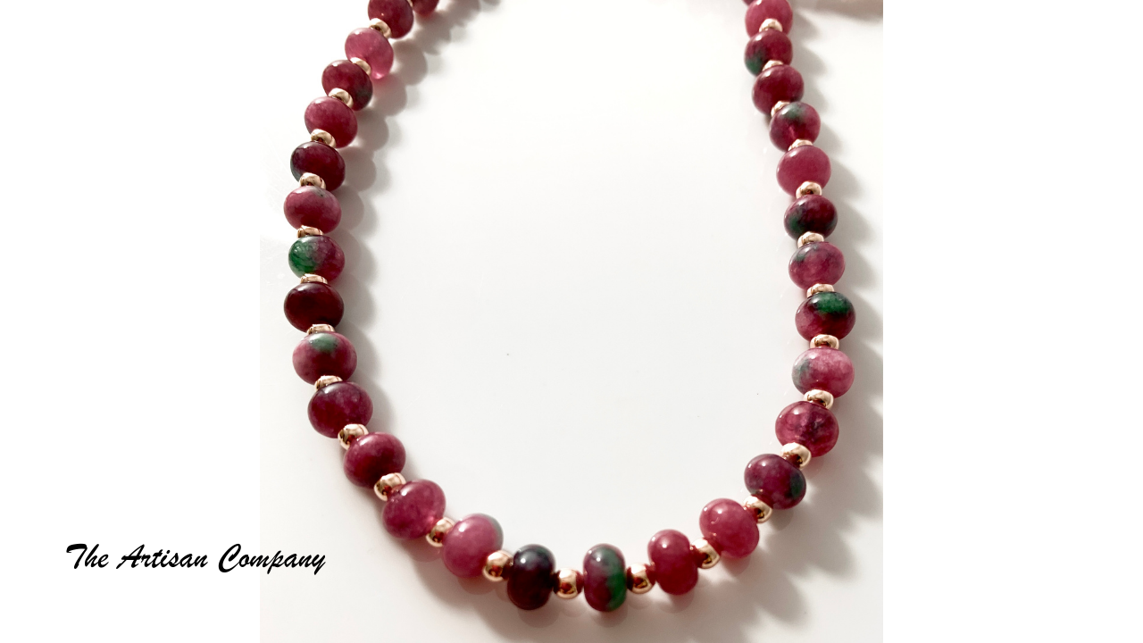 Dainty Watermelon Agate Stone Necklace