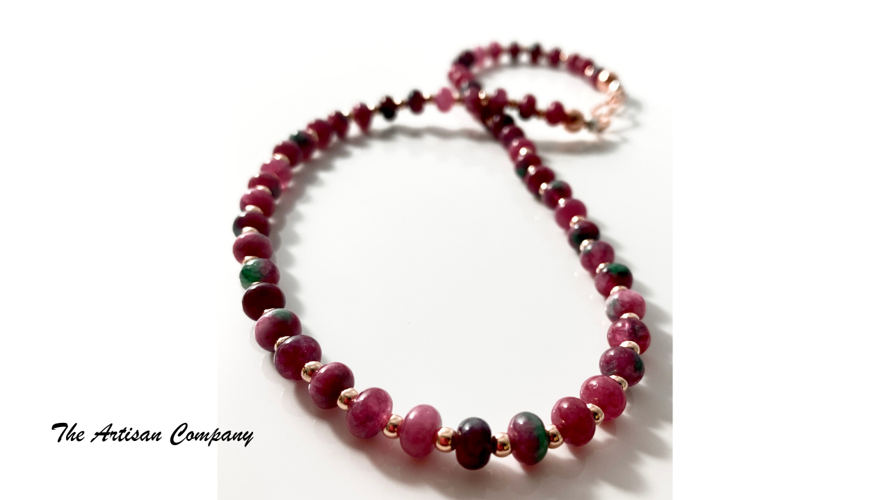 Dainty Watermelon Agate Stone Necklace