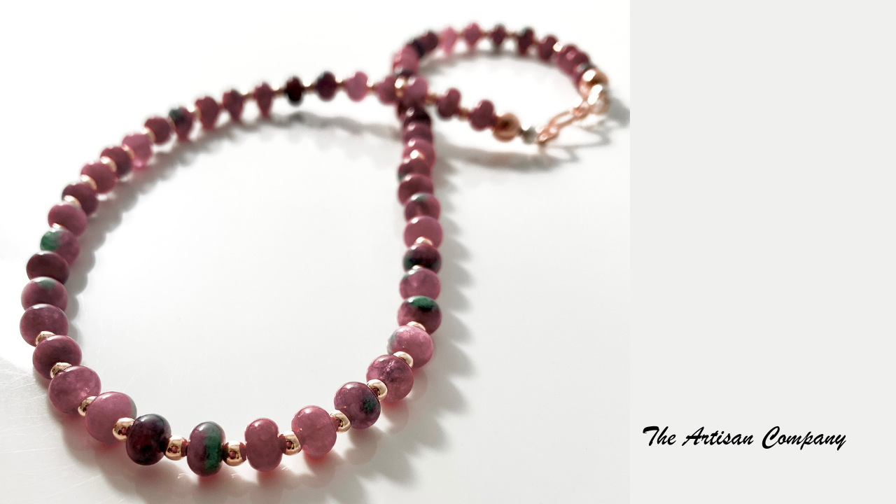 Dainty Watermelon Agate Stone Necklace