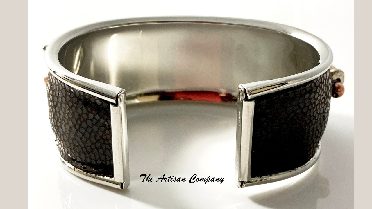 Brown Leather & Fish Cuff Bracelet