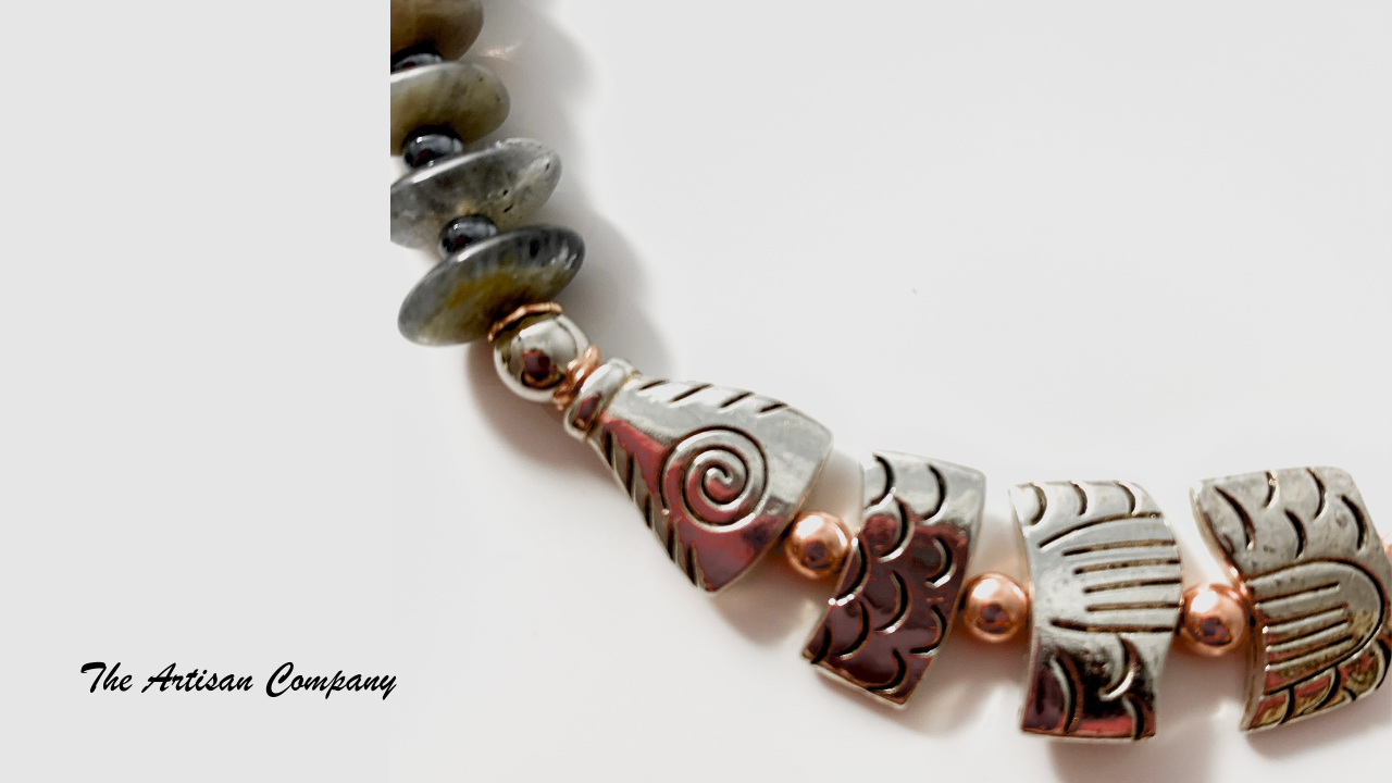 Freeform Labradorite Stone & Fish Necklace