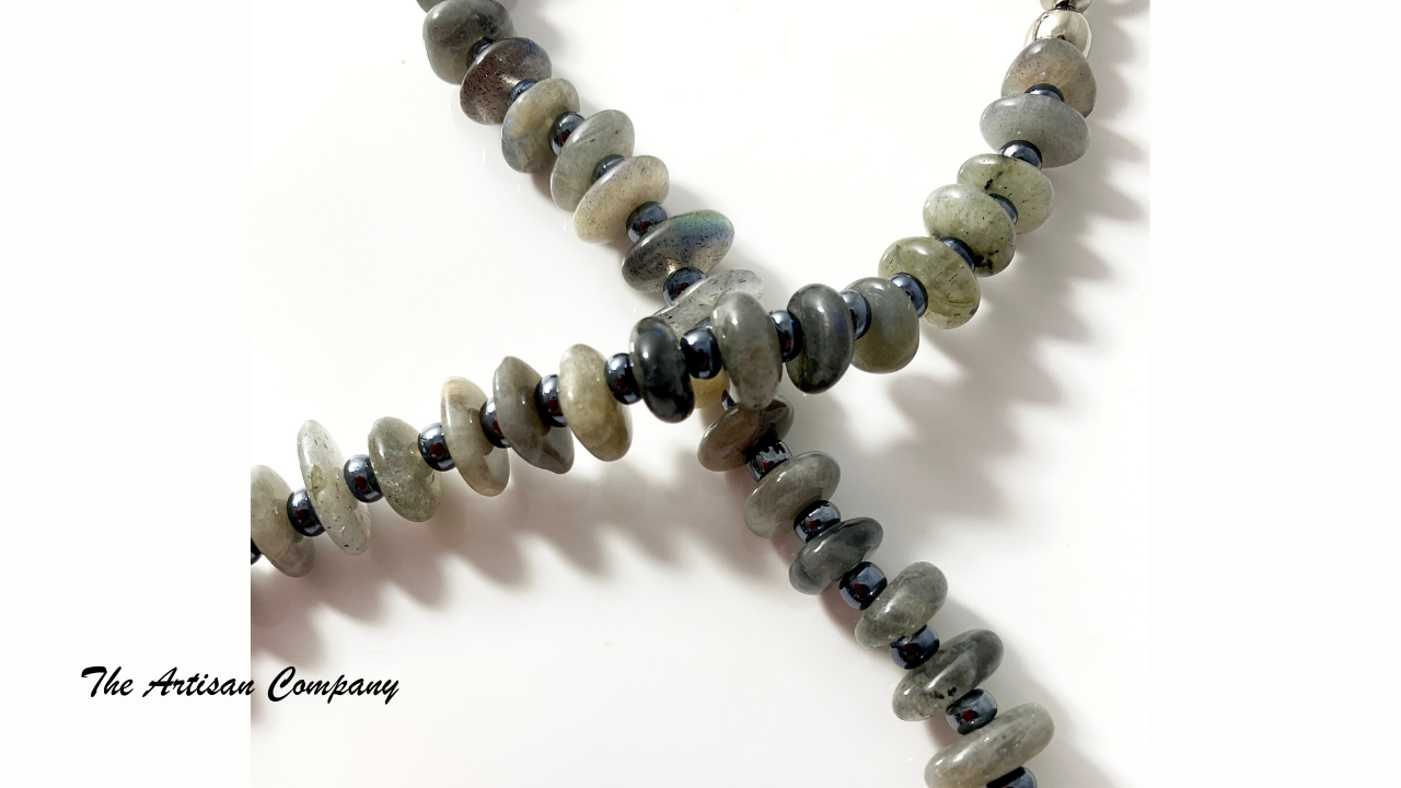 Freeform Labradorite Stone & Fish Necklace