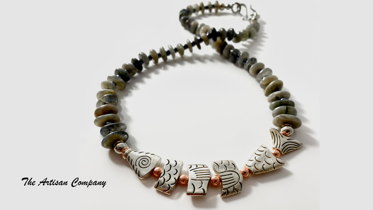 Freeform Labradorite Stone & Fish Necklace