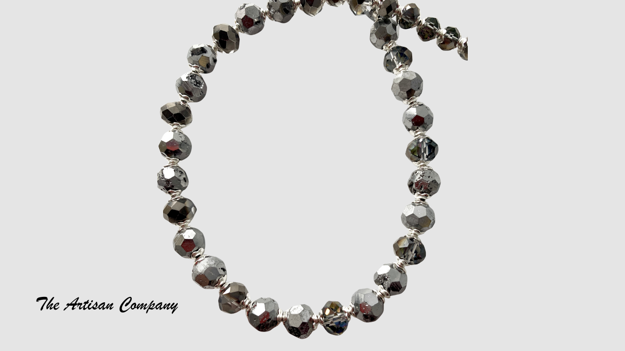 Platinum Coated Faceted Druzy Necklace with Earrings