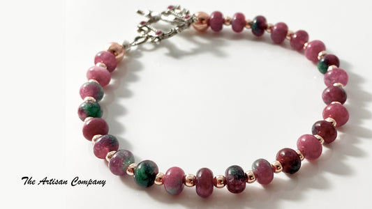 Dainty Watermelon Agate Stone Bracelet