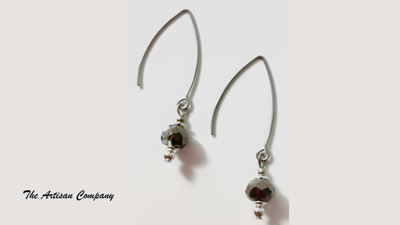 Platinum Coated Faceted Druzy Necklace with Earrings