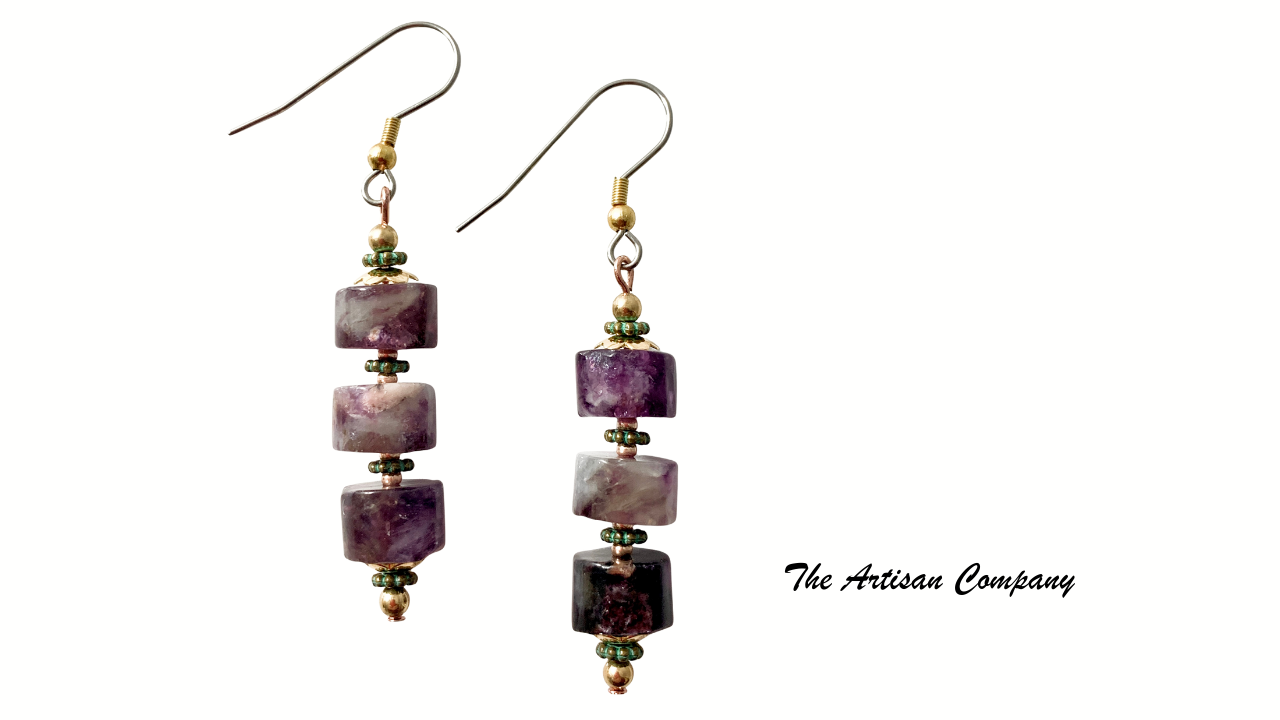 Rare Natural Purple Mica Necklace & Earrings