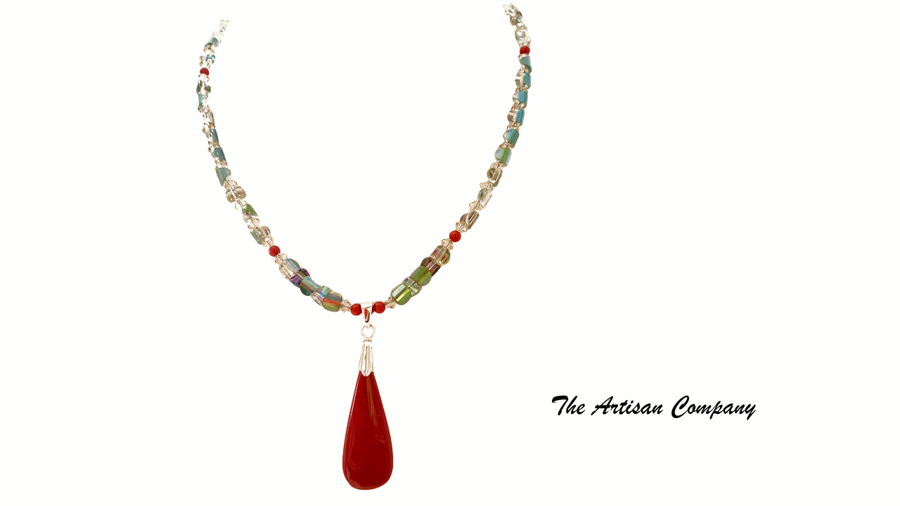 Rare Rosarita Gold Slag & Corral Necklace