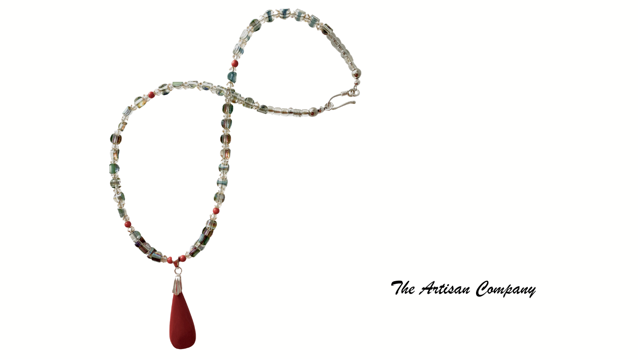 Rare Rosarita Gold Slag & Corral Necklace