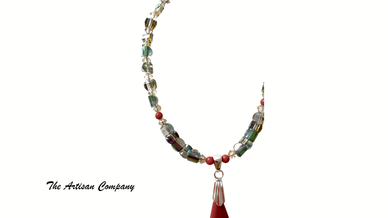 Rare Rosarita Gold Slag & Corral Necklace