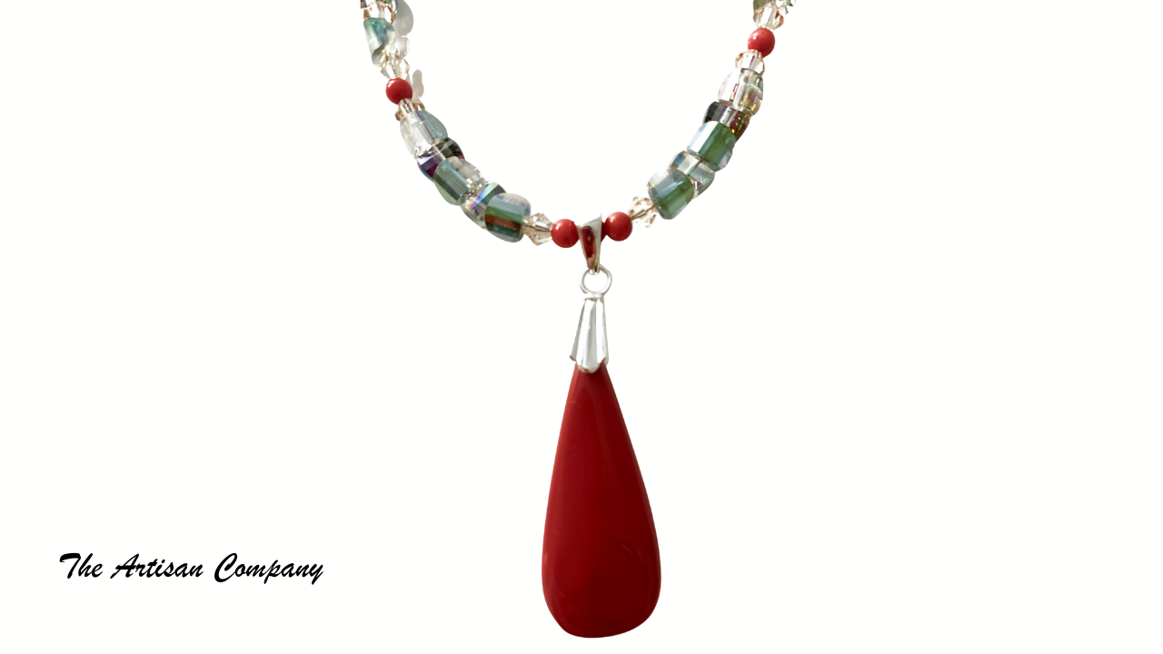 Rare Rosarita Gold Slag & Corral Necklace