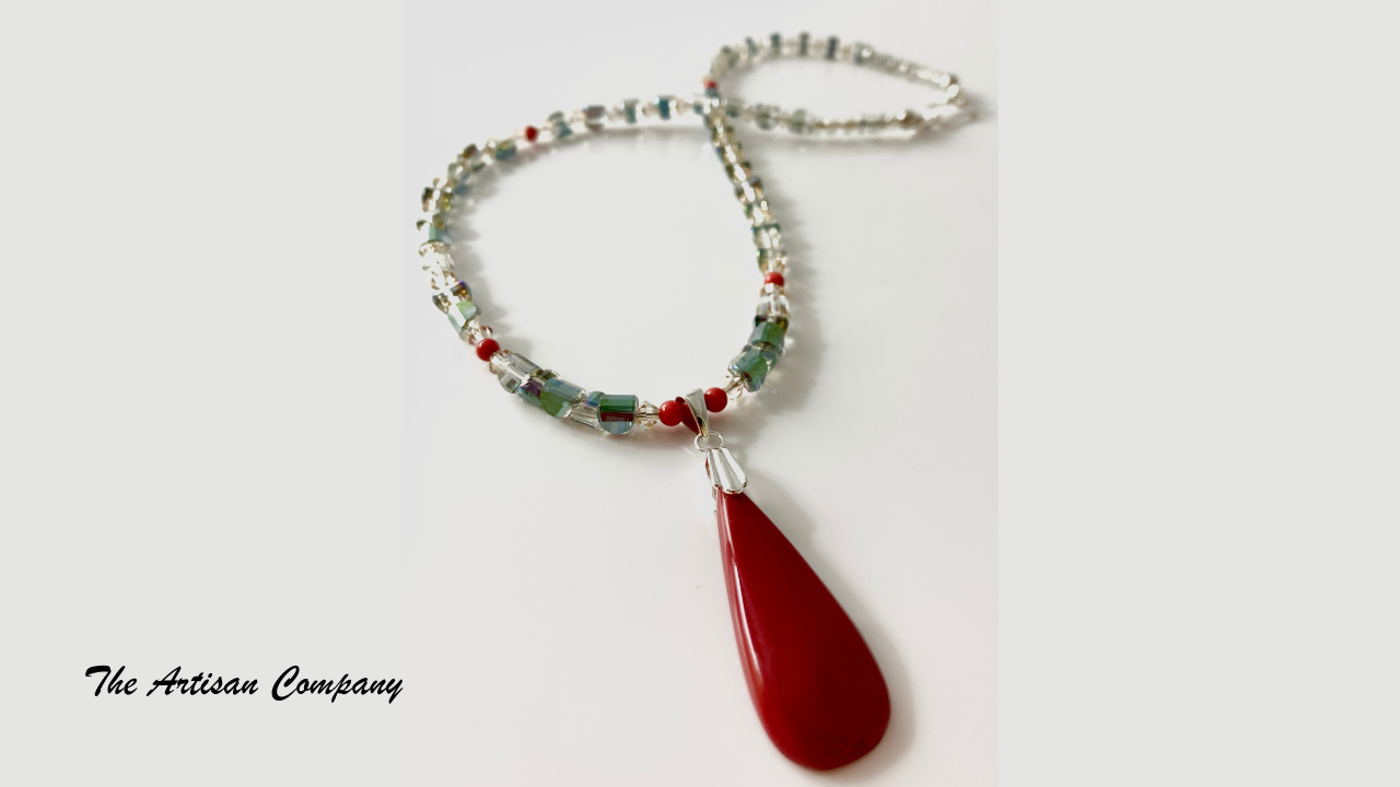 Rare Rosarita Gold Slag & Corral Necklace