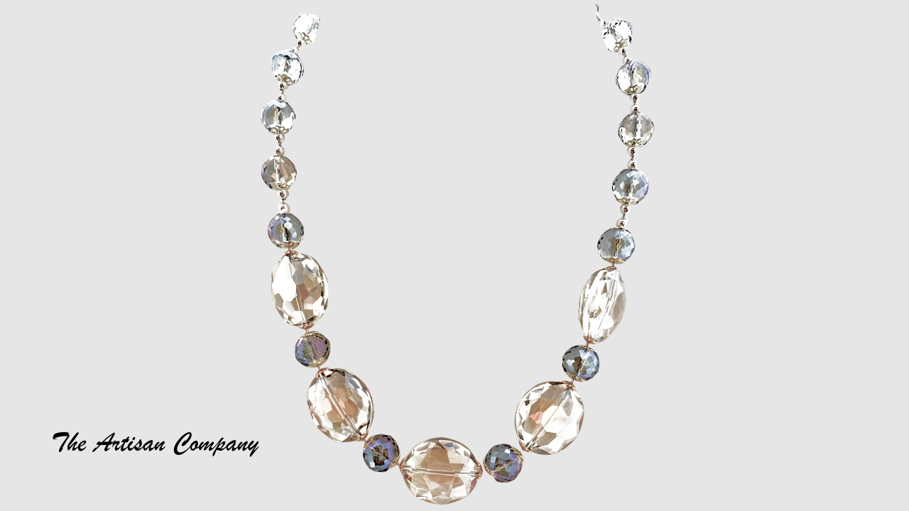 Sparkly Chunky Cut Glass Necklace with Earrings