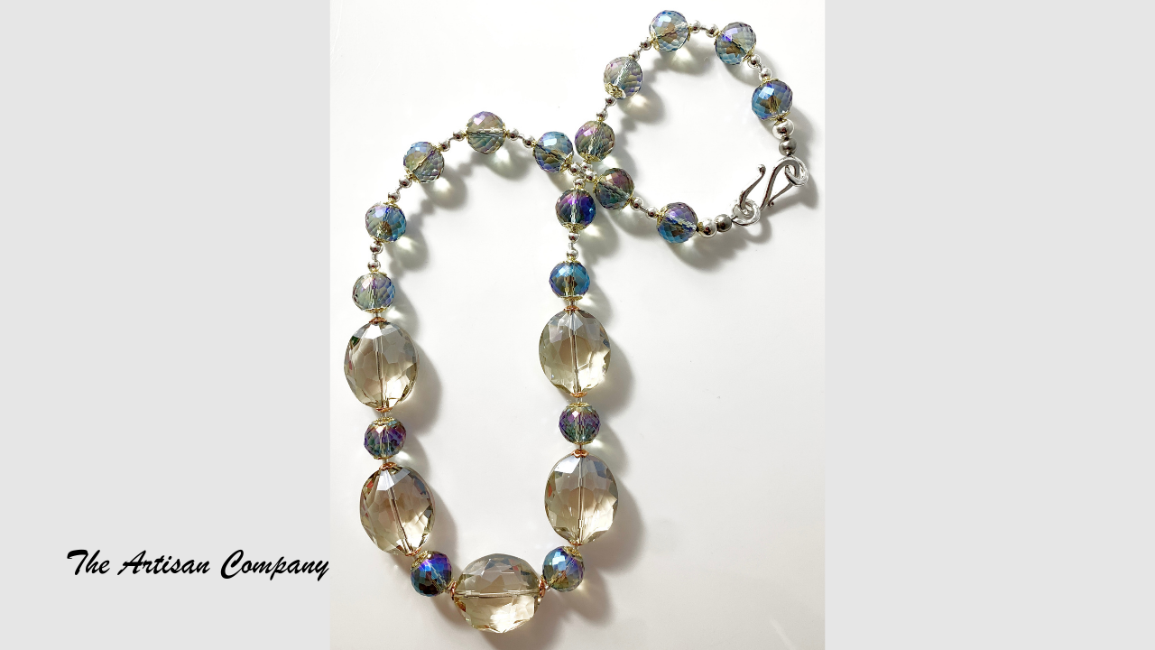 Sparkly Chunky Cut Glass Necklace with Earrings
