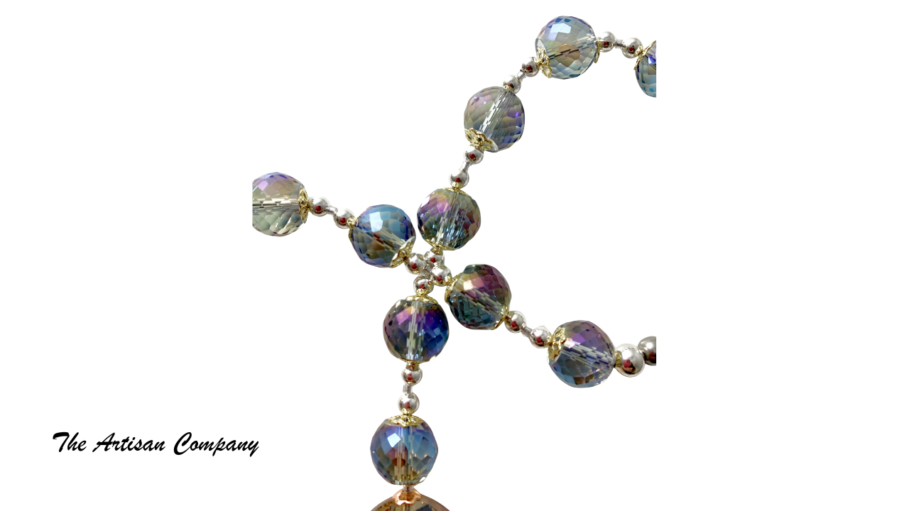 Sparkly Chunky Cut Glass Necklace with Earrings